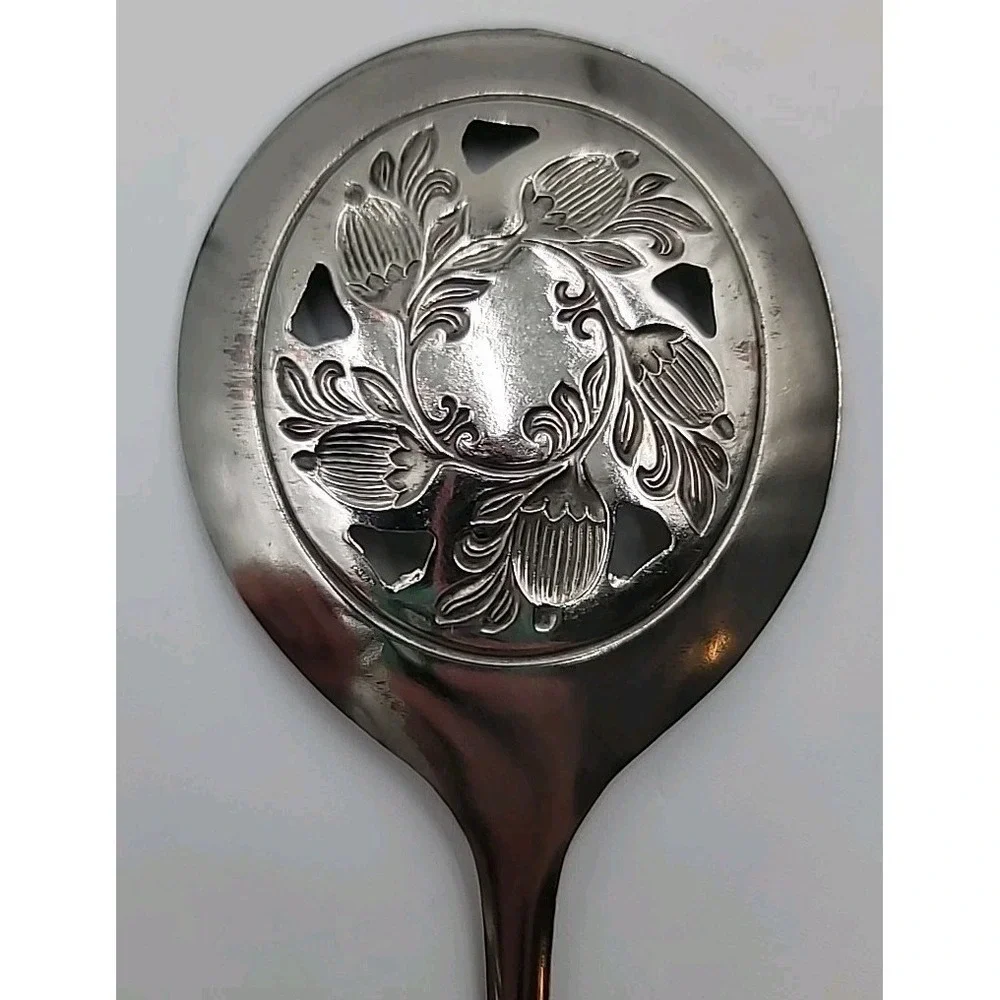 Silver Plated Pierced Serving Spoon Leonard Italy 8.5
